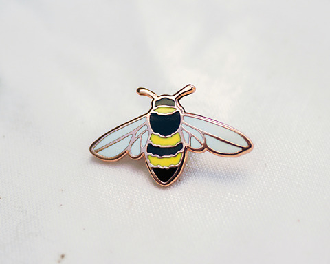 honeybee enamel bee pin badge lapel in copper by Wildship Studio