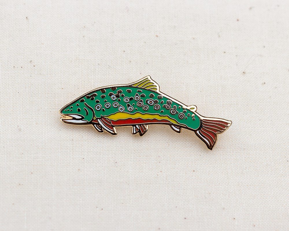 F006A Fisherman Pin Brook Trout Fish Large Lapel Pin or Fridge Magnet 