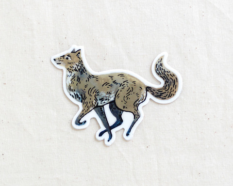 cute wolf vinyl sticker by wildship studio