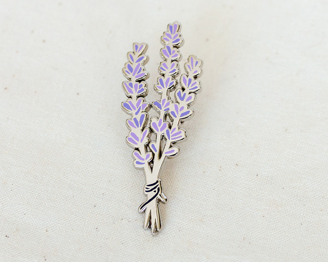 a pretty little bundle of lavender in hard enamel and silver metal