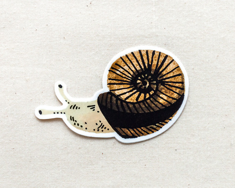 cute garden snail vinyl animal sticker by wildship studio